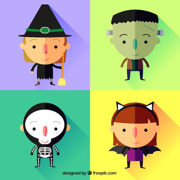 Vector gratuito disfraces de halloween preciosos