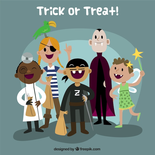 Vector gratuito disfraz de halloween los niños