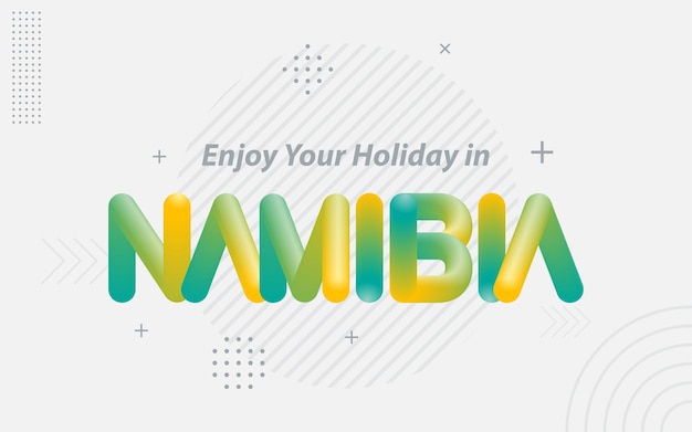 Disfrute de sus vacaciones en Namibia Tipografía creativa con efecto de mezcla 3d Ilustración vectorial