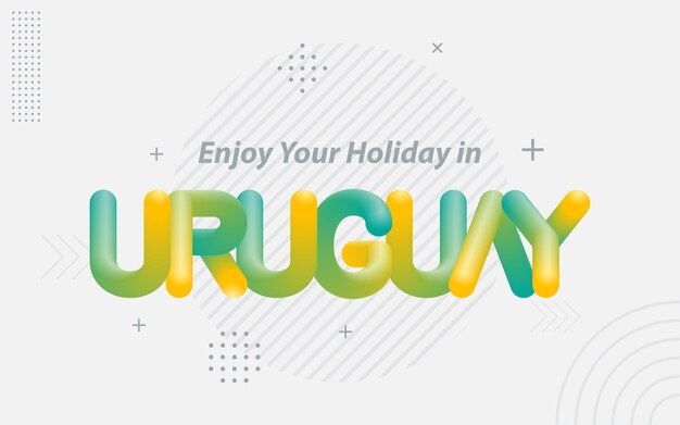 Disfrute de sus vacaciones en Uruguay Tipografía creativa con efecto de mezcla 3d Ilustración vectorial