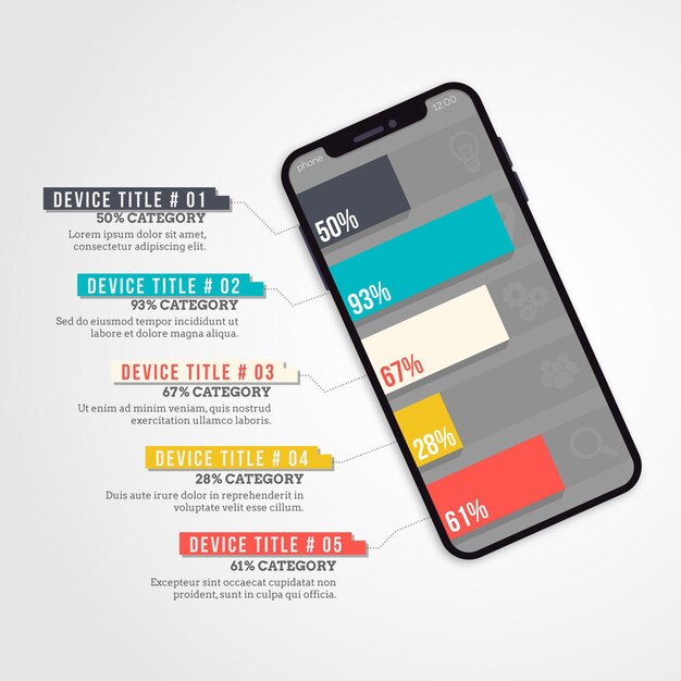 Dispositivo de diseño plano infográfico