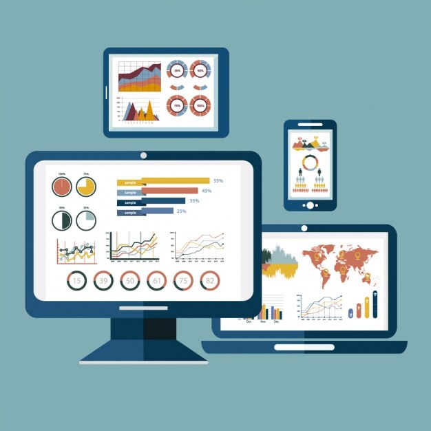 Dispositivos con estadísticas infográficas