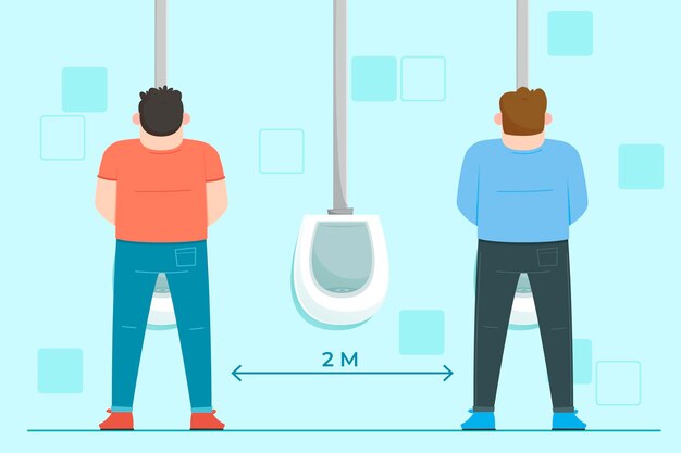 Distancia social en baños públicos