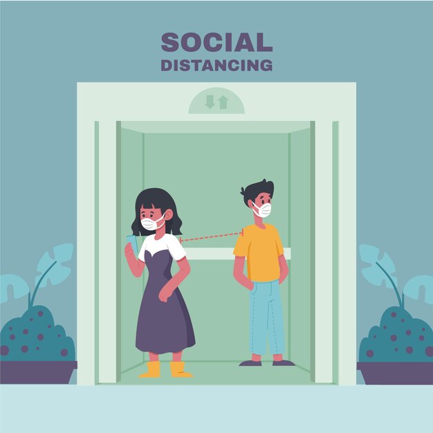 Distanciamiento social en un ascensor
