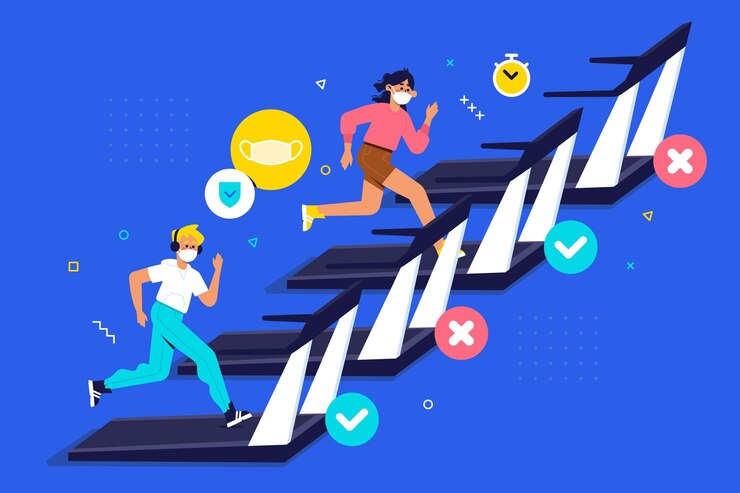 Vector gratuito distanciamiento social de personas en el gimnasio