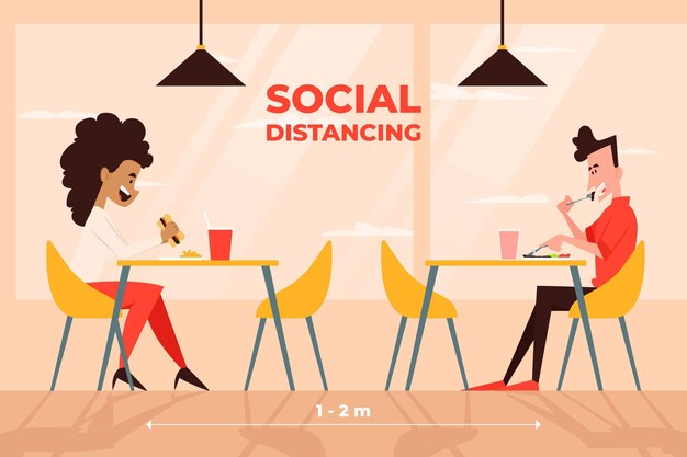 Distanciamiento social en un restaurante