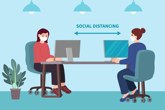 Distanciamiento social en una reunión