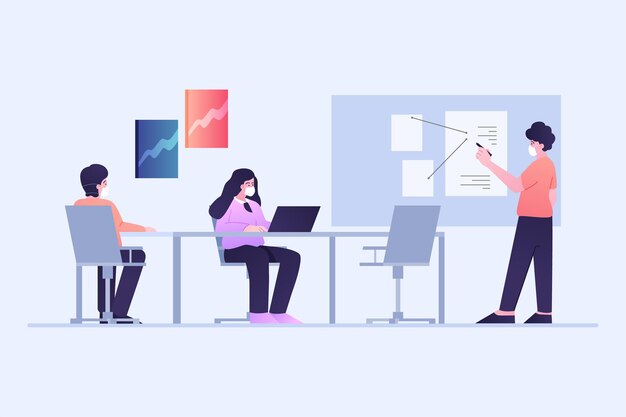 Distanciamiento social en una reunión