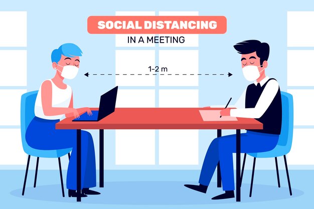Distanciamiento social en una reunión