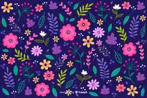 Vector gratuito ditsy papel tapiz floral colorido