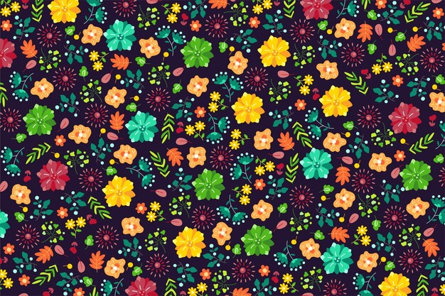 Ditsy papel tapiz floral colorido