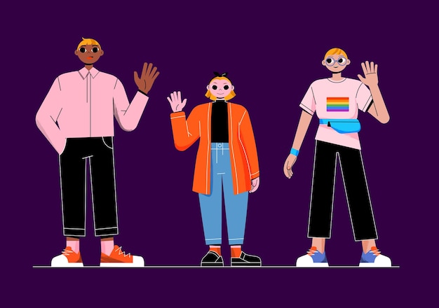 Vector gratuito diversas personas hombre afroamericano lgbt persona