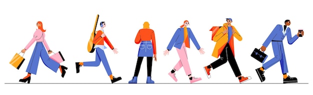 Diversas personas transeúntes caminan el estilo de vida de los habitantes