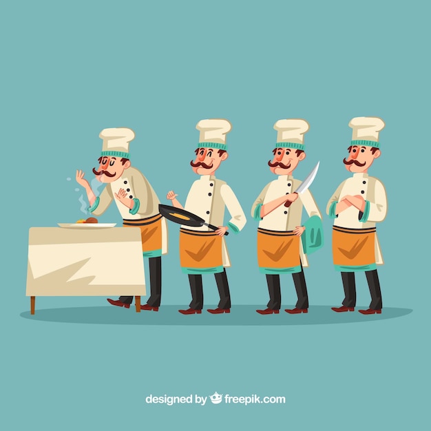 Vector gratuito divertida ilustración de chef creando un menú