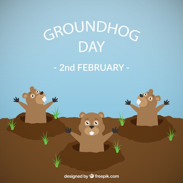 Divertida ilustración del día de la marmota