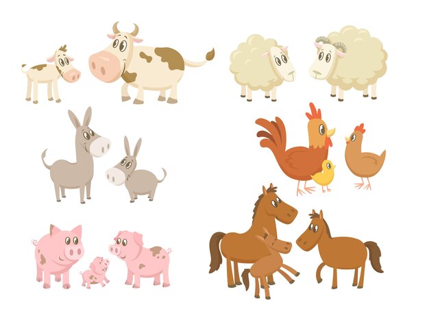 Divertidas familias de animales de granja. C