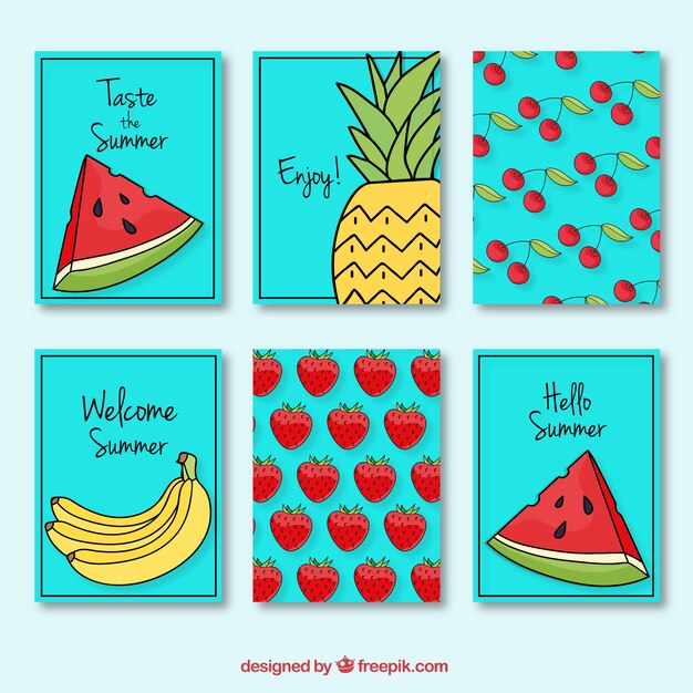 Divertidas tarjetas con frutas de verano