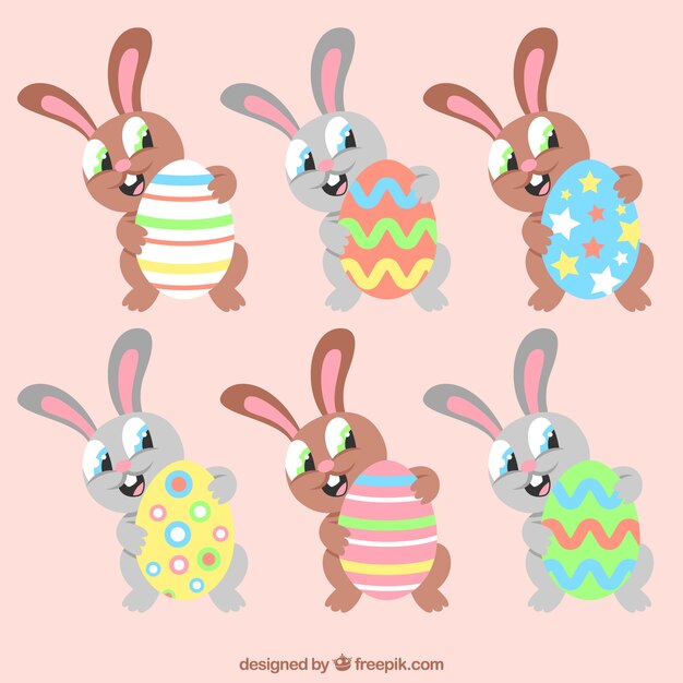 Divertido conejito de Pascua de dibujos animados