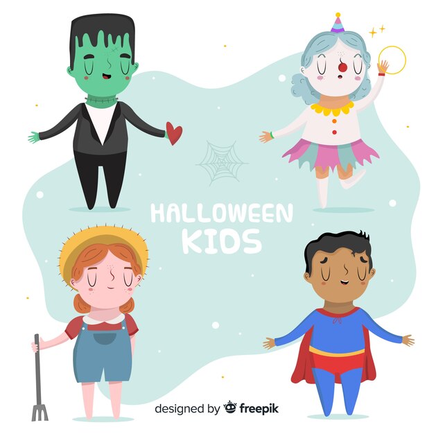 Divertido y lindo set de niños de noche de halloween