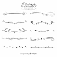 Vector gratuito divisor ornamental conjunto dibujado a mano