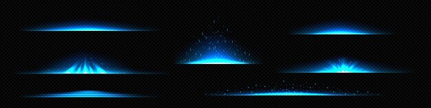 Divisores de luz líneas de efecto de brillo azul con chispas