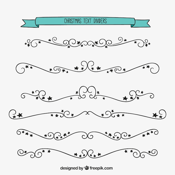 Vector gratuito divisores de texto de navidad en estilo ornamental