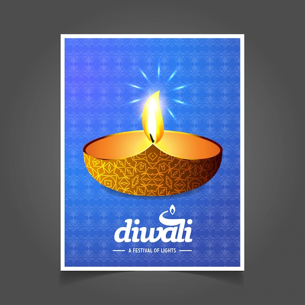 Diwali diseño de fondo azul y tipografía vector