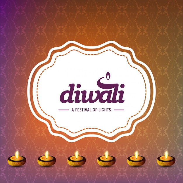 Diwali diseño con fondo rosa y tipografía vector