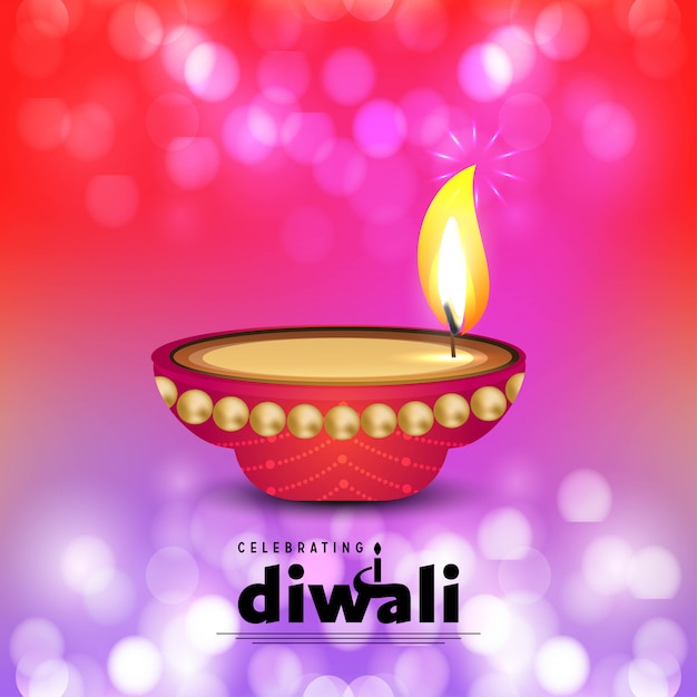 Vector gratuito diwali diseño con fondo rosa y tipografía vector