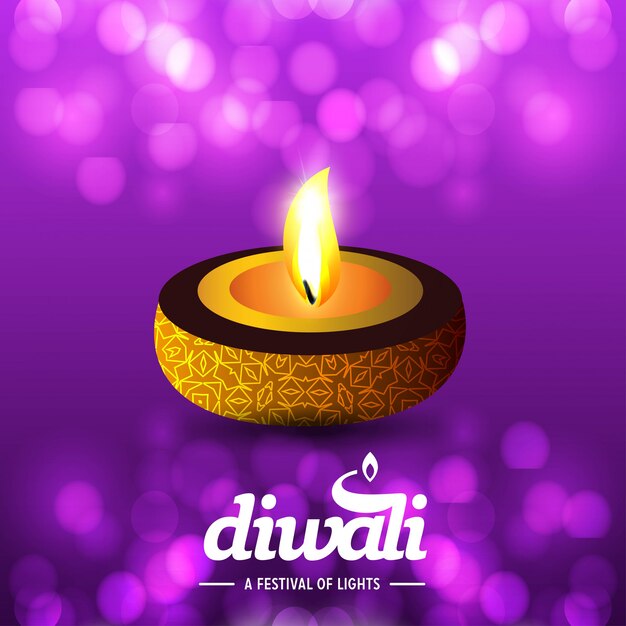 Diwali diseño púrpura fondo y tipografía vector