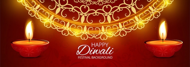 Diwali festival indio de luces banner colorido