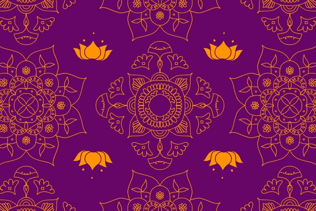 Diwali Indian mandala fondo morado