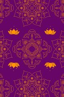 Vector gratuito diwali indio mandala vector de fondo púrpura