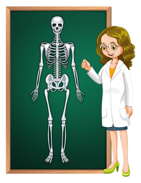 Doctor y esqueleto humano a bordo