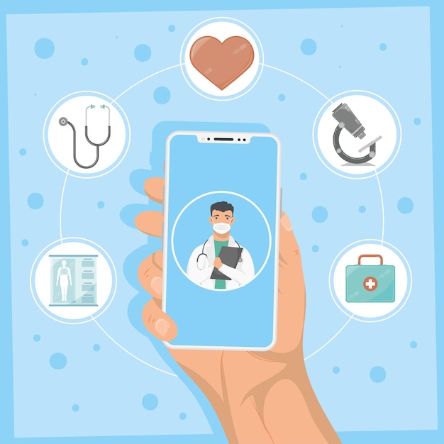 Doctor iconos de salud en línea