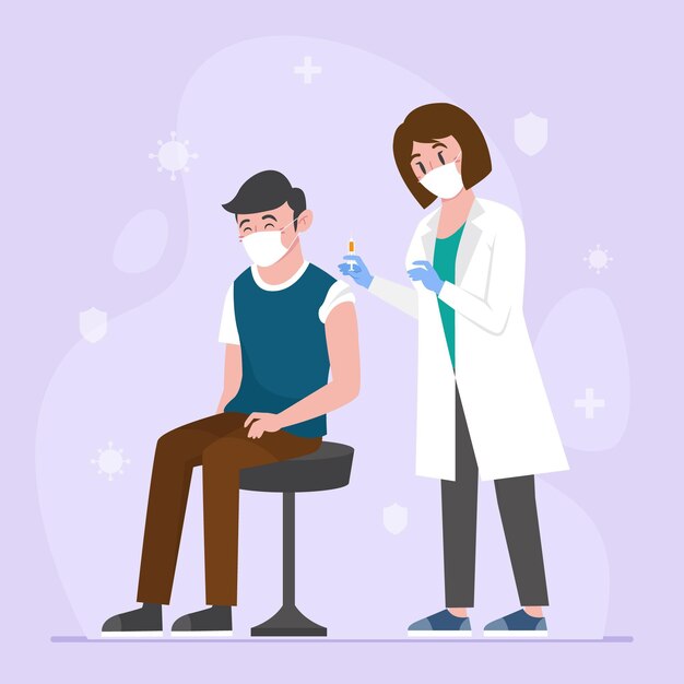 Doctor inyectando vacuna a un paciente