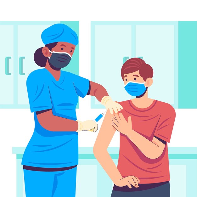 Doctor inyectando vacuna a un paciente