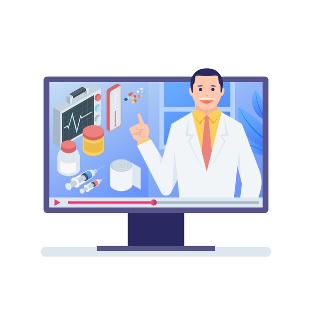 Doctor en línea en computadora