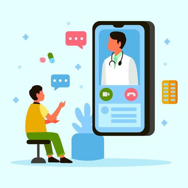 Doctor en línea hablando con el paciente