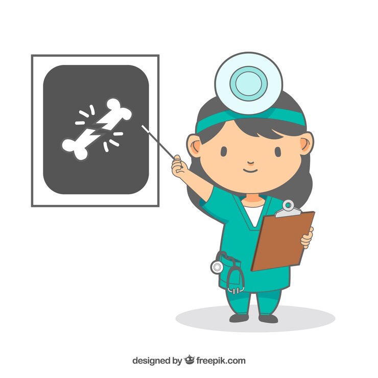 Vector gratuito doctor con portapapeles apuntando a rayos x