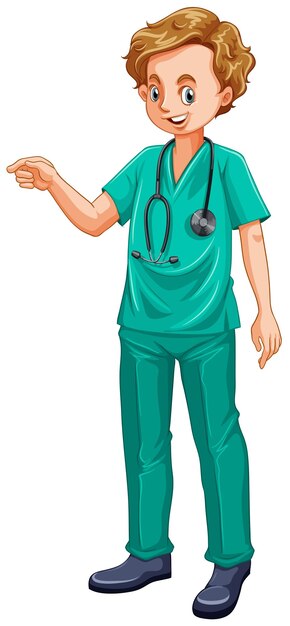 Doctor en uniforme verde