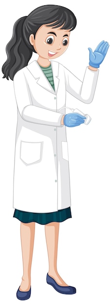 Una doctora de pie con pose de explicación