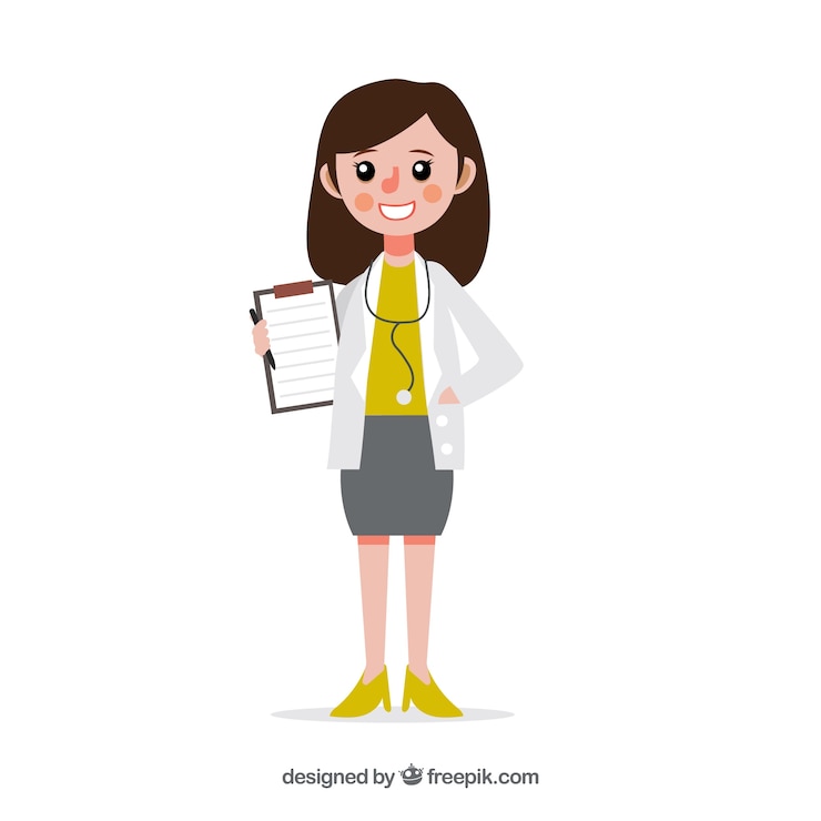Vector gratuito doctora con portapapeles