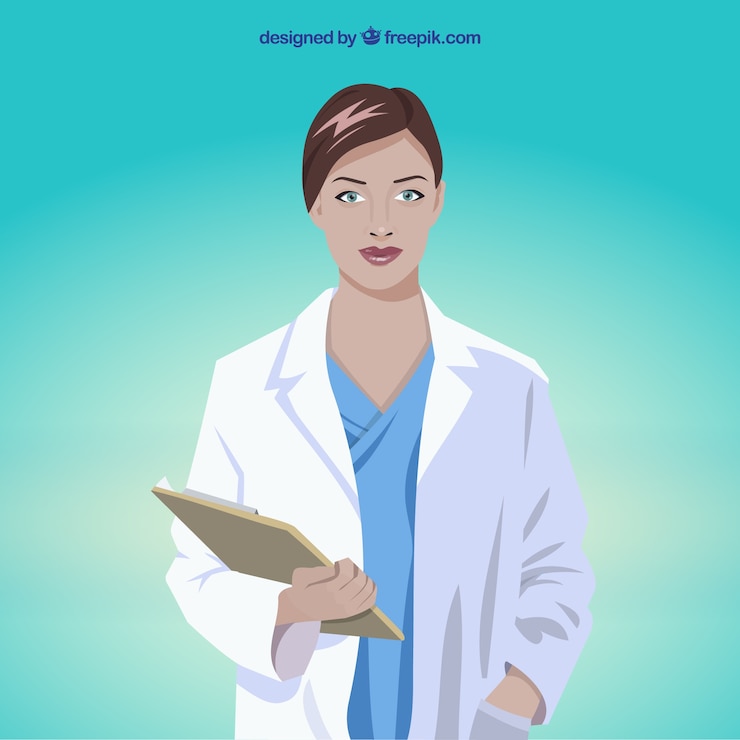 Vector gratuito doctora con portapapeles