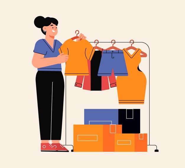 Donación de ropa de diseño plano