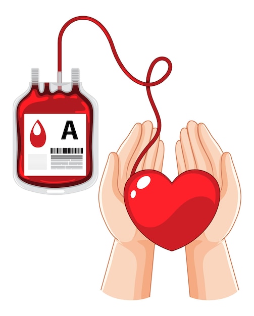 Vector gratuito donar sangre humana sobre fondo blanco.