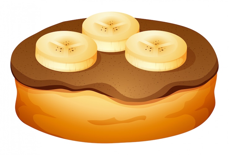 Vector gratuito donut con cobertura de chocolate y plátano