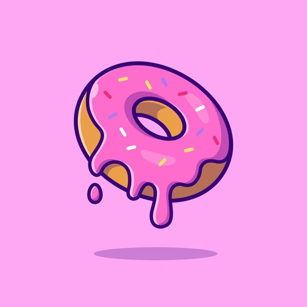 Donut Derretido Flotante Dibujos Animados Vector Icono Ilustración Alimento Objeto Icono Concepto Aislado Vector Plano