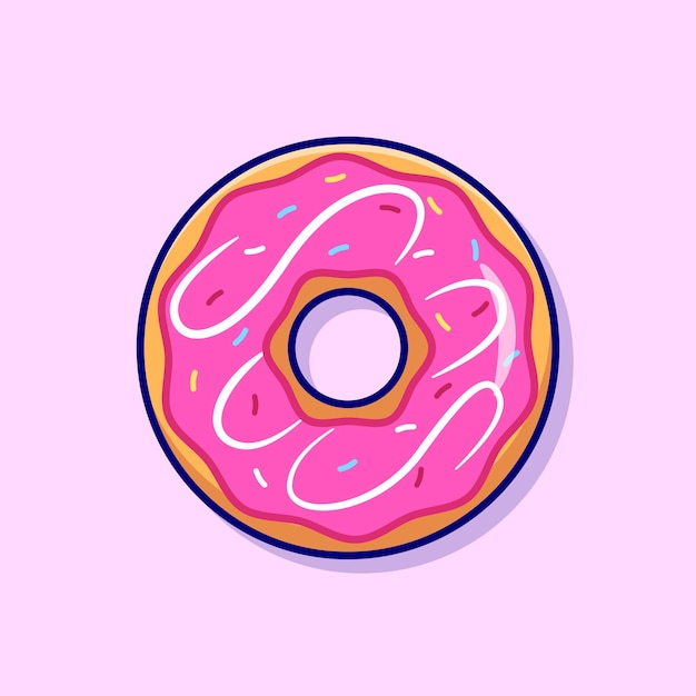 Vector gratuito donut fresa crema dibujos animados vector icono ilustración comida objeto icono concepto aislado plano