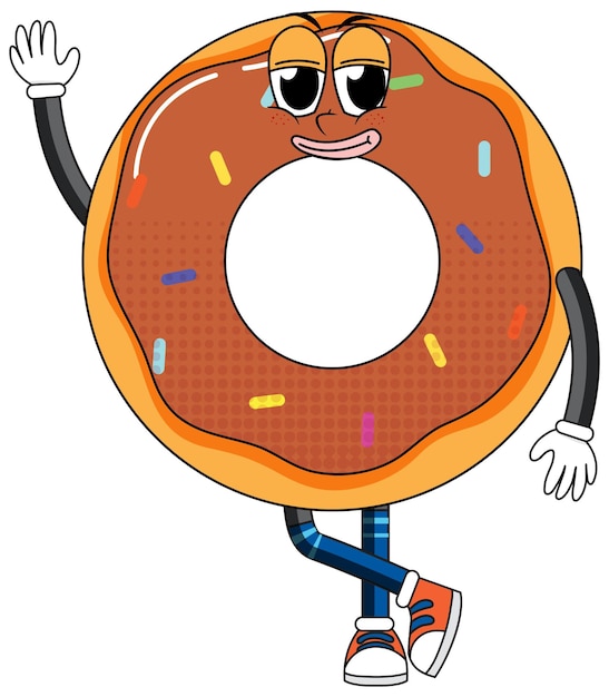 Donut personaje de dibujos animados sobre fondo blanco.